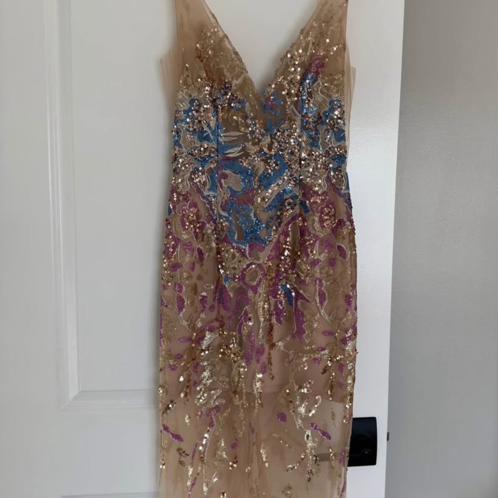 Elegant Multicolor Sequin Dress